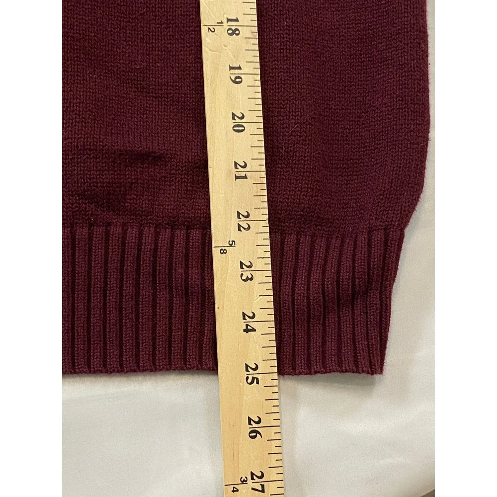Polo Ralph Lauren Mens XL Burgundy Button Mock Neck Pullover Sweater Blue Pony - Picture 7 of 10